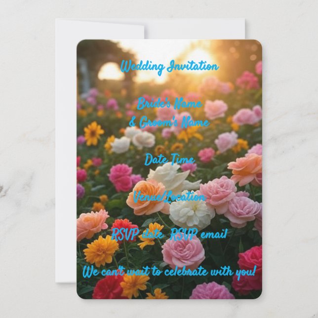 Boho floral rustique faire-part de mariage (Devant)