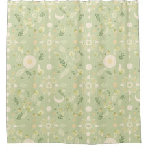 Boho Floral Sage Duschvorhang