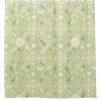 Boho Floral Sage Duschvorhang