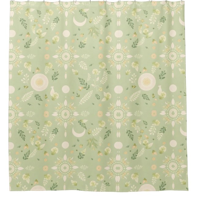 Boho Floral Sage Duschvorhang (Vorderseite)
