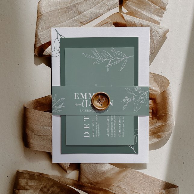 Boho Floral Sage Green Einladung Bauch Band (Von Creator hochgeladen)