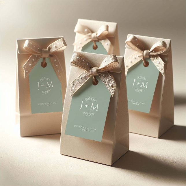 Boho Floral Sage Green Wedding Geschenkanhänger (Von Creator hochgeladen)