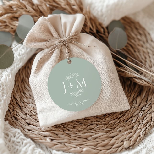 Boho Floral Sage Green Wedding Geschenkanhänger (Von Creator hochgeladen)