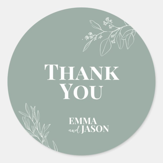 Boho Floral Sage Green Wedding Round Sticker (Vorderseite)