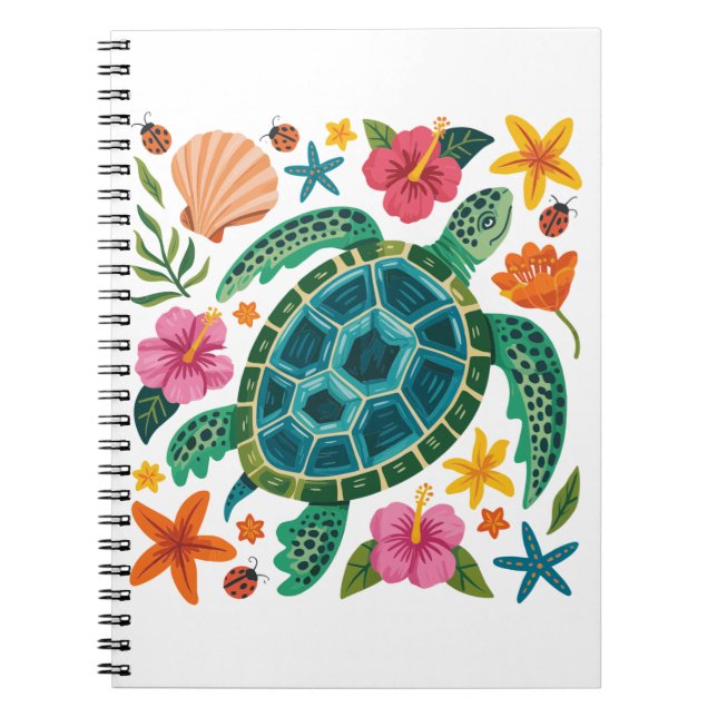 Boho Floral Sea Turtle Notizblock (Vorderseite)