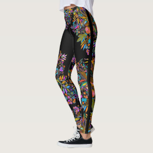 Boho Floral Side Streifen Leggings