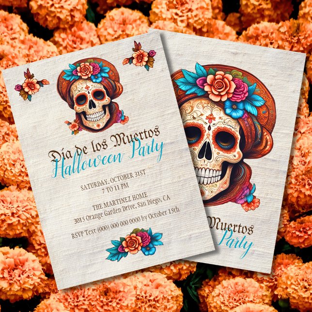 Boho Floral Skull Dia de Muertos Einladungen (Von Creator hochgeladen)