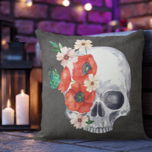 Boho Floral Skull Kissen