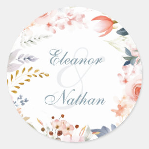 Boho Floral Spring Summer Wedding Runder Aufkleber