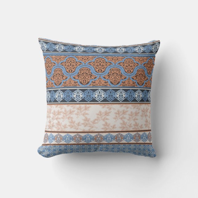 Boho Floral Streifen: Ethnische Nahtlose Sammlung Kissen (Vorderseite)
