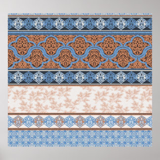 Boho Floral Streifen: Ethnische Nahtlose Sammlung Poster