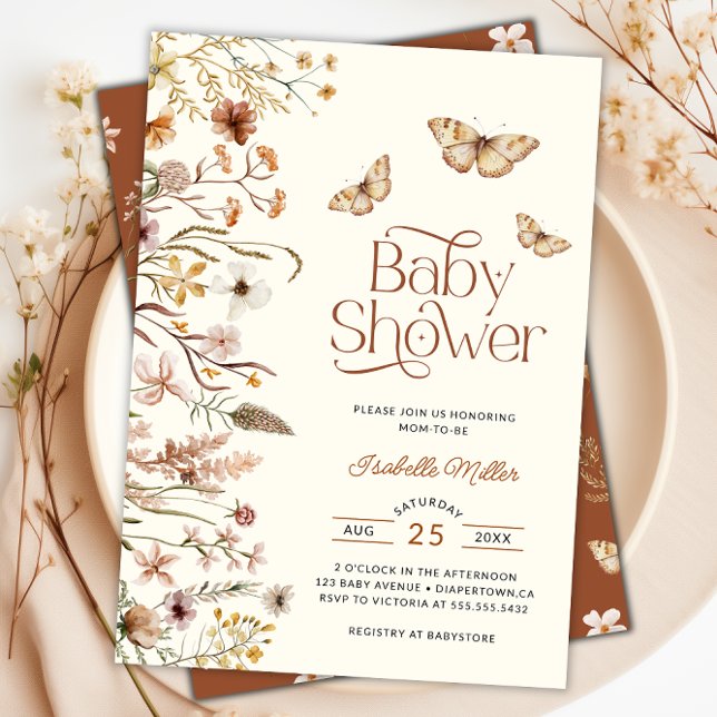 Boho Floral Terracotta Babydusche Einladung (Boho Floral Terracotta Baby Shower Invitation)