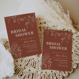 Boho Floral Terracotta Invitation de la douche nup
