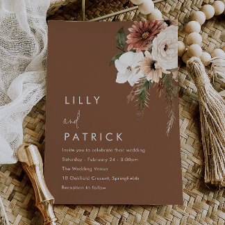 Boho Floral Terracotta Modern Wedding Einladung