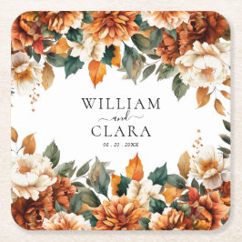 Boho Floral Terracotta Rechteckiger Pappuntersetzer