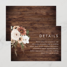 Boho Floral Terracotta Rustikales Holz Hochzeiten Begleitkarte