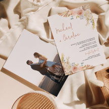 Boho Floral Terrakotta Pampas Foto Schrift Hochzei