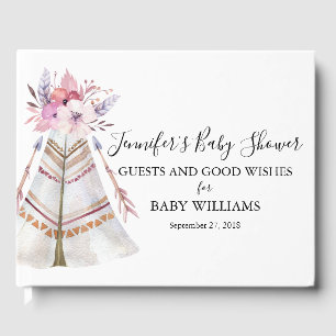 Boho Floral Tribal Teepee Baby Dusche Gästebuch