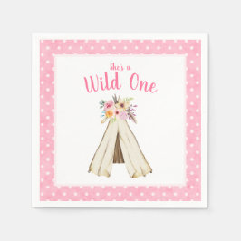 Boho Floral Tribal Teepee Wild 1 1. Geburtstag Serviette