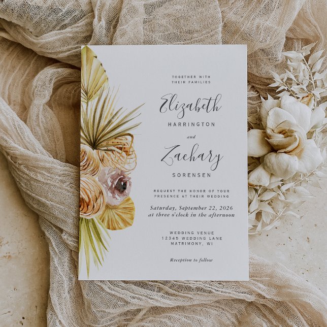 Boho Floral Tropical Soft Earth Tones Wedding Einladung (Von Creator hochgeladen)