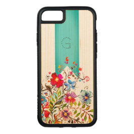 Boho Floral Turquoise Anpassbar Carved iPhone 8/7 Hülle