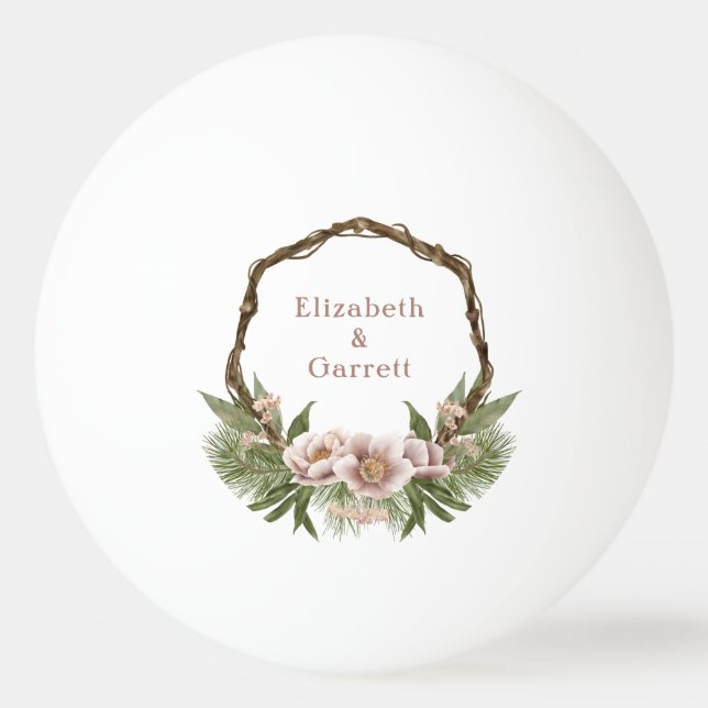 Boho Floral Twig Wreath Wedding Tischtennisball (Vorderseite)