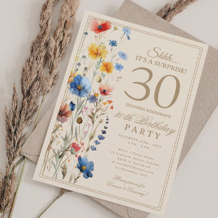 Boho-Floral-Überraschung 30. Geburtstagsfeier für  Einladung