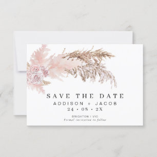 Boho Floral und Pampas Wedding speichern die Datum Einladung