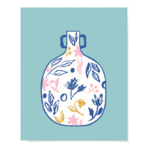 Boho Floral Vase Illustration Print - Modern Minim