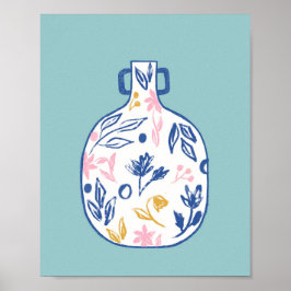 Boho Floral Vase Illustration Print - Modern Minim Poster