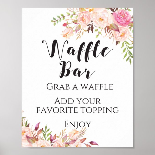 Boho floral Waffle Bar Sign Poster (Vorne)