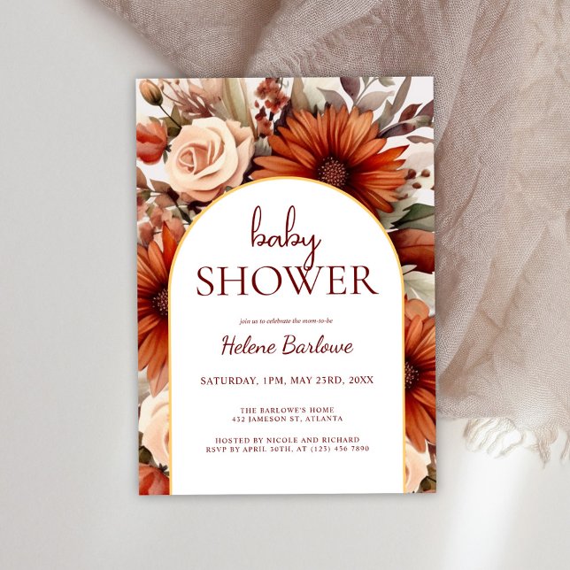Boho Floral Watercolor Bohemisch Babydusche Einladung (Boho Floral Watercolor Bohemian Baby Shower Invitation)