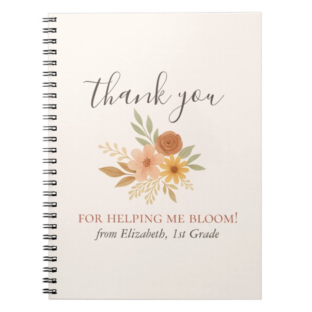 Boho Floral Watercolor Lehrer Vielen Dank Notizblock (Vorderseite)