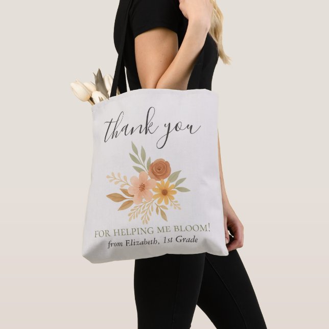 Boho Floral Watercolor Lehrer Vielen Dank Tasche (Von Nahem)