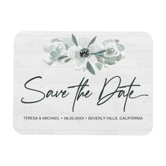 Boho Floral Watercolor Save the Date Handschrift Magnet (Horizontal)