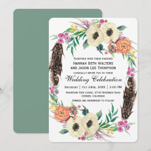 Boho Floral Watercolor Wedding Einladung