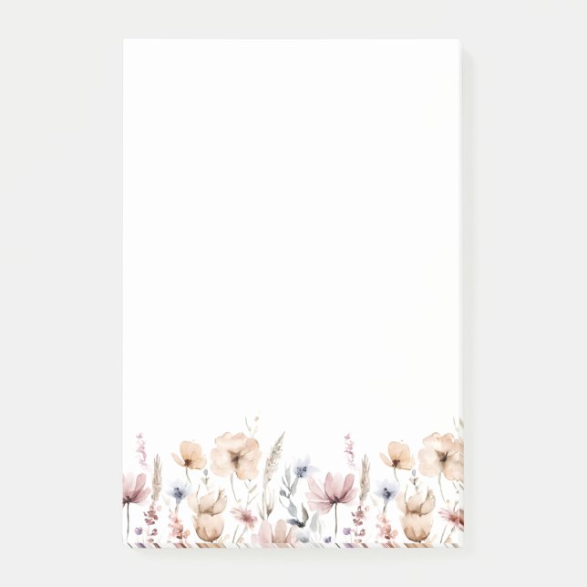 Boho Floral Watercolor Wildblume Post-it Klebezettel (Vorderseite)