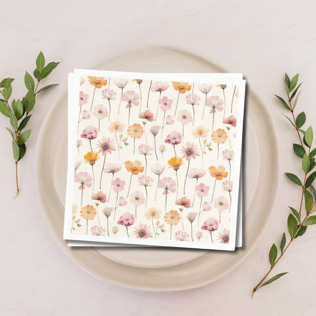 Boho Floral Watercolor Wildblume Serviette (wildflower floral napkin)