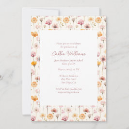 Boho Floral Watercolor Wildblumen Abschluss Einladung