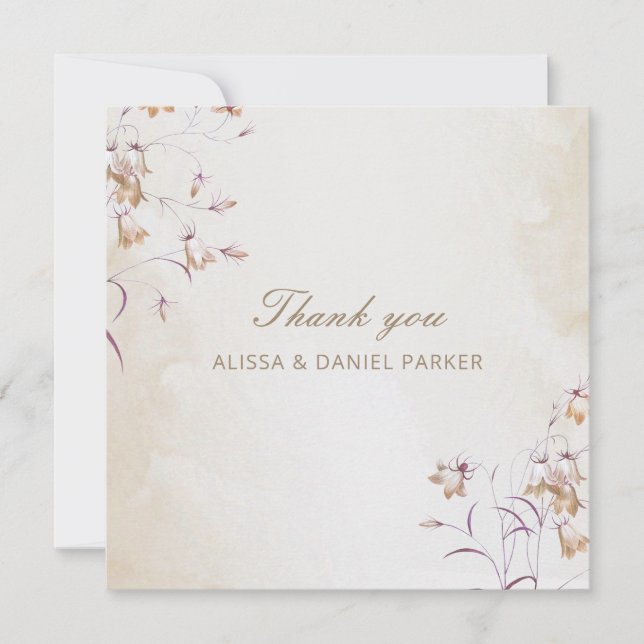 Boho Floral Wedding Danke-Card (Vorderseite)