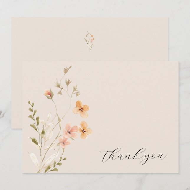 Boho Floral Wedding Danke-Card Dankeskarte (Vorne/Hinten)