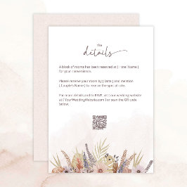 Boho Floral Wedding Details Card Feiertagskarte