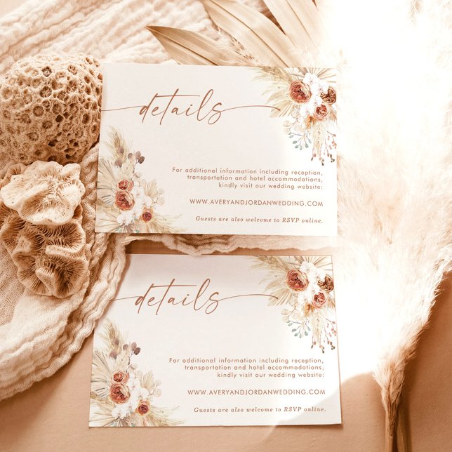 Boho Floral Wedding Details Card | Hochzeitswebsit Dankeskarte (Von Creator hochgeladen)