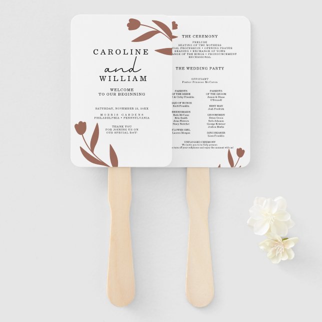 Boho Floral Wedding Fächer (Vorne und Hinten)