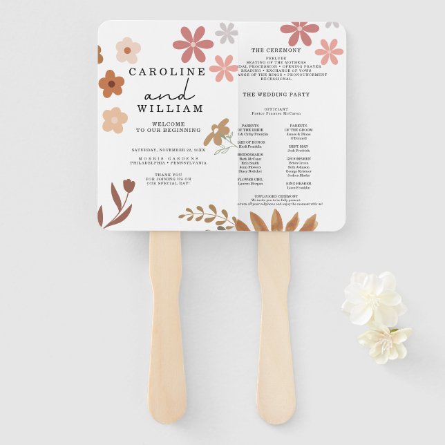 Boho Floral Wedding Fächer (Vorne und Hinten)