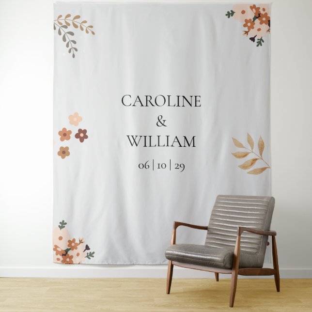 Boho Floral Wedding Foto Booth Backdropps Wandteppich (Beispiel)