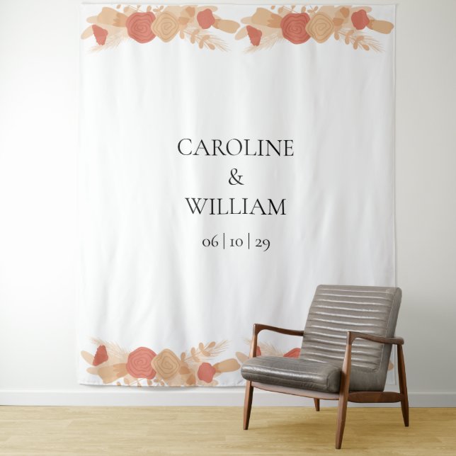 Boho Floral Wedding Foto Booth Backdropps Wandteppich (Beispiel)