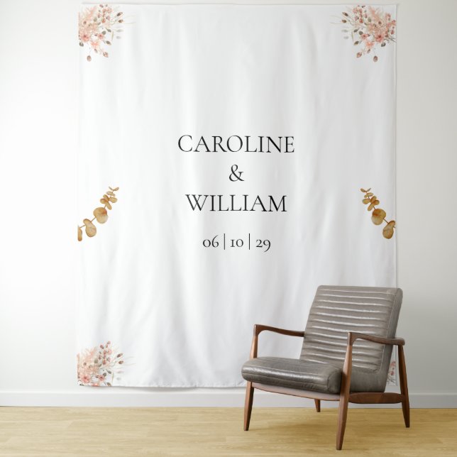 Boho Floral Wedding Foto Booth Backdropps Wandteppich (Beispiel)