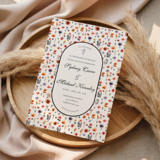 Boho Floral Wedding Invitation  Karte