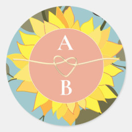 Boho Floral Wedding Monogram Runder Aufkleber